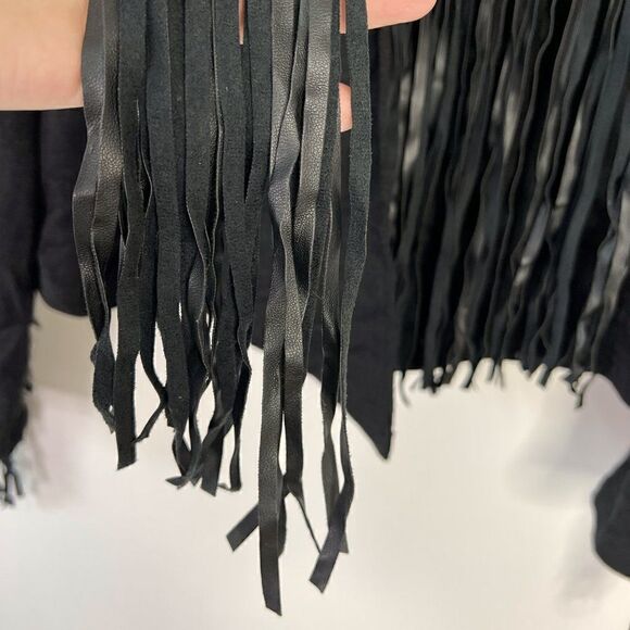 Velvet by Graham and Spencer Tiffany Black Faux Leather Fringe Jacket - Picture 5 of 8